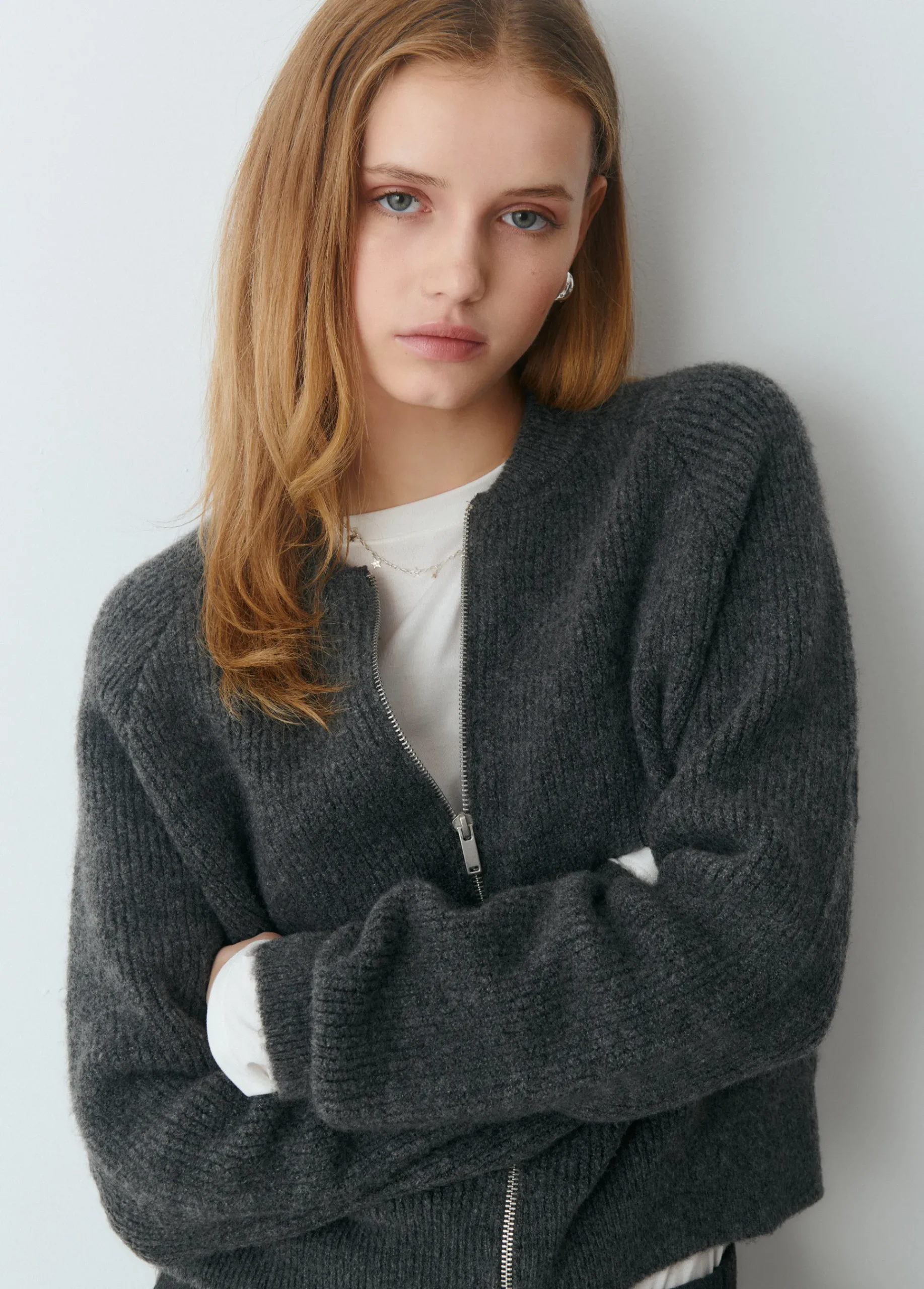 Brownie Jerséis|Punto*Chaqueta punto bomber Grismedio