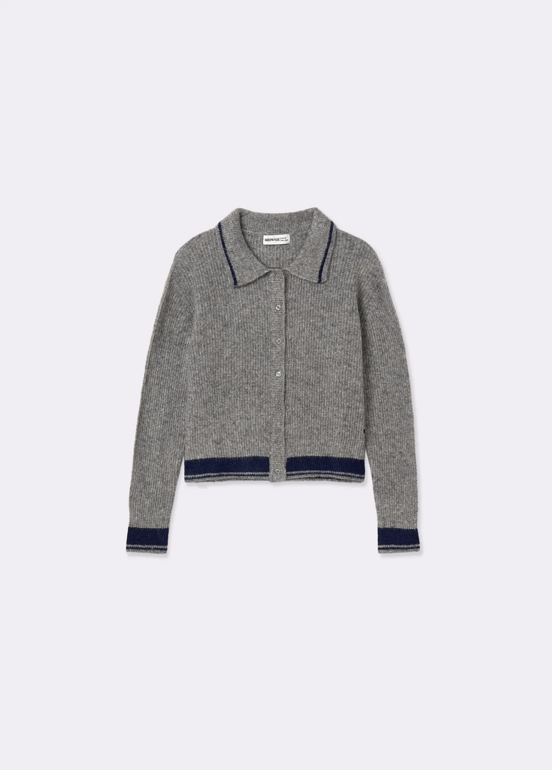 Brownie Jerséis|Punto*Chaqueta punto cuello polo contrastes Gris