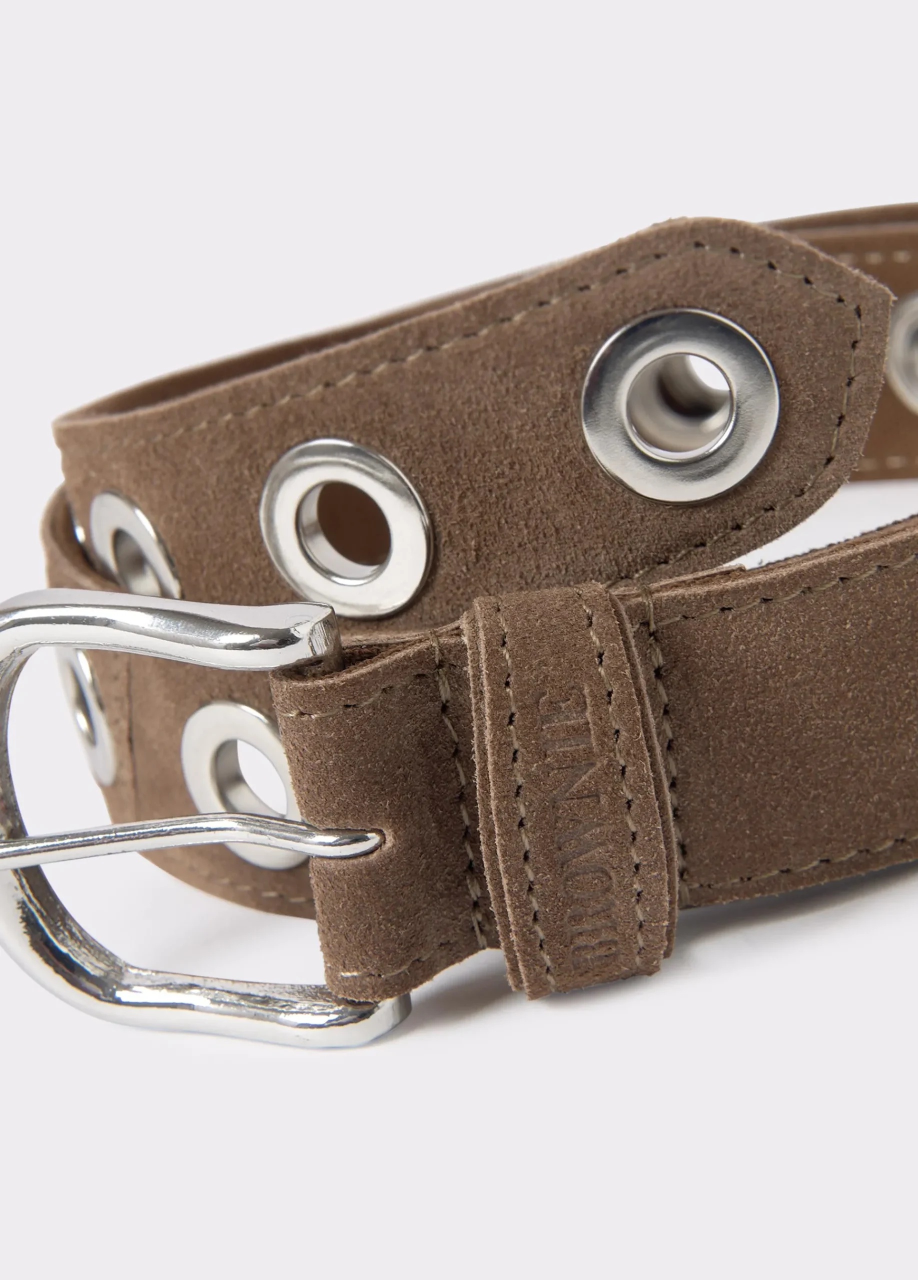Brownie Cinturones*Cinturón piel eyelets Taupeoscuro