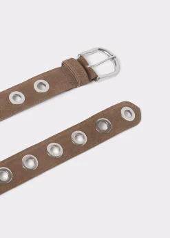 Brownie Cinturones*Cinturón piel eyelets Taupeoscuro