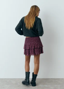 Brownie Faldas|Total Look*Falda estampada volantes sello indio Berenjena