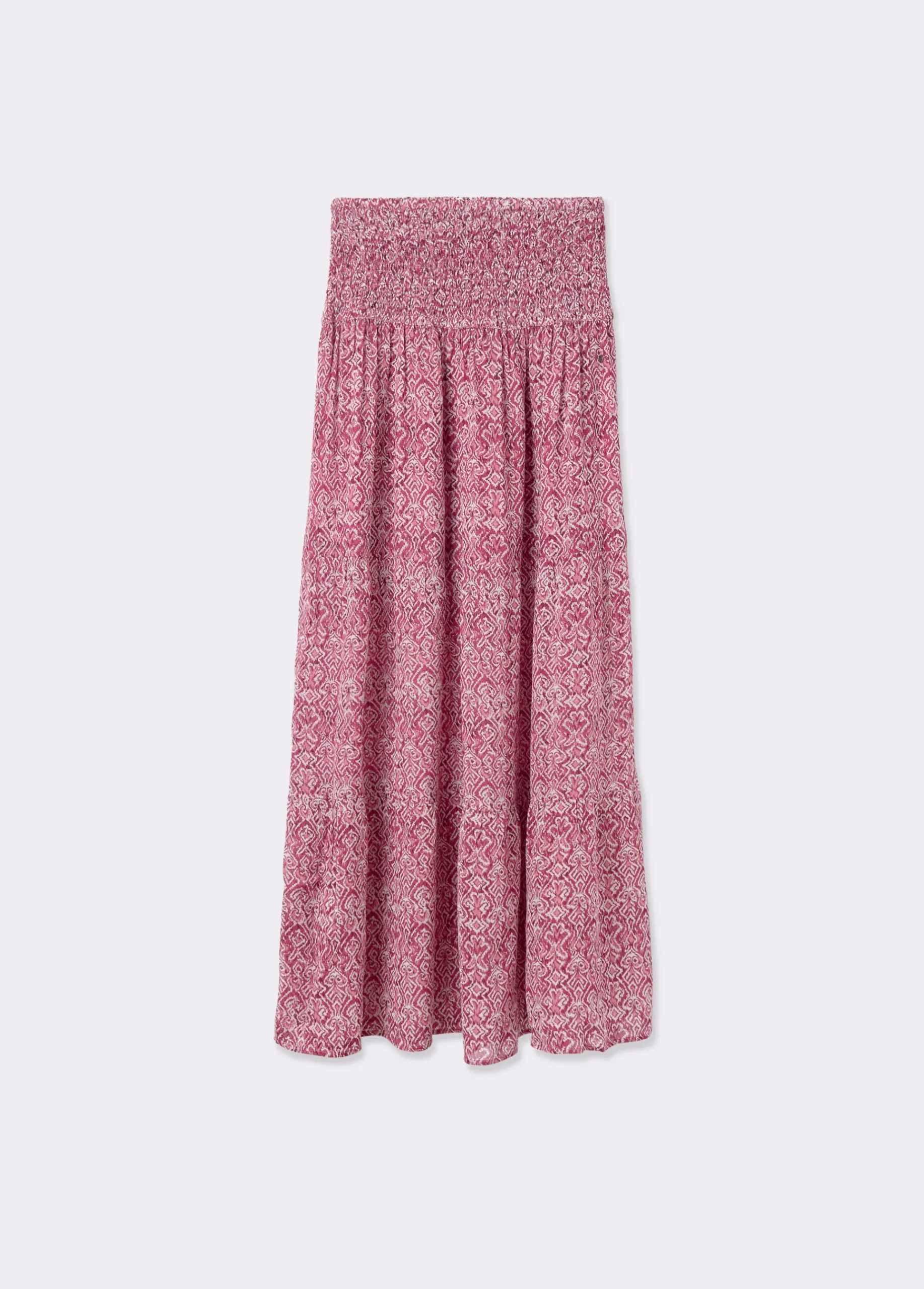 Brownie Faldas*Falda larga smock cintura estampada Teja