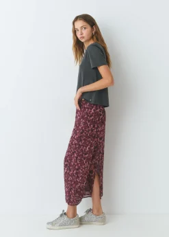 Brownie Faldas|Total Look*Falda midi estampada brillo Berenjena