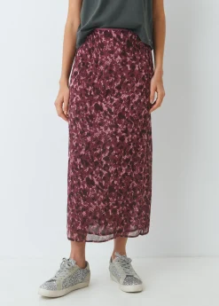Brownie Faldas|Total Look*Falda midi estampada brillo Berenjena