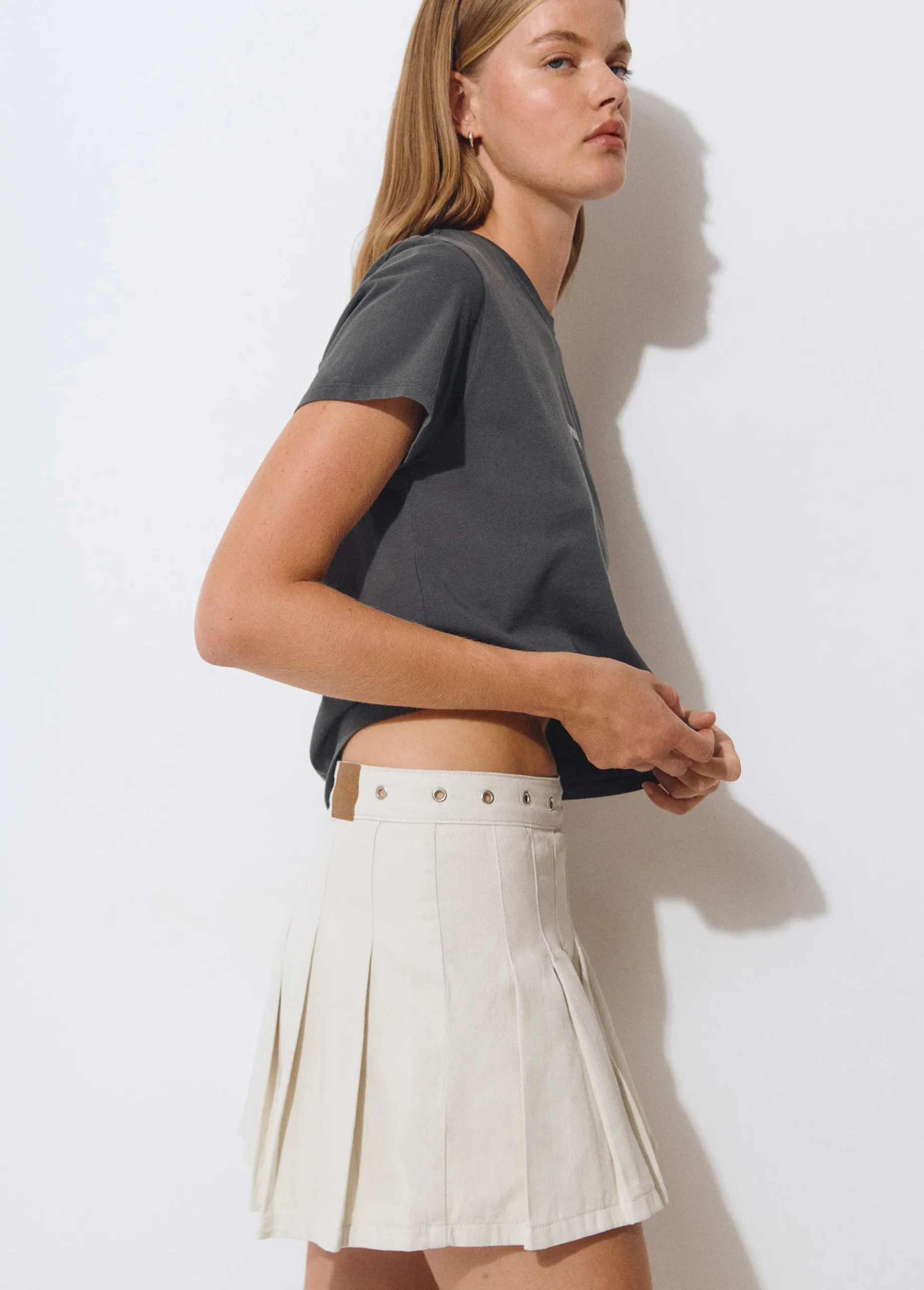 Brownie Faldas*Falda tablas eyelets Crudo
