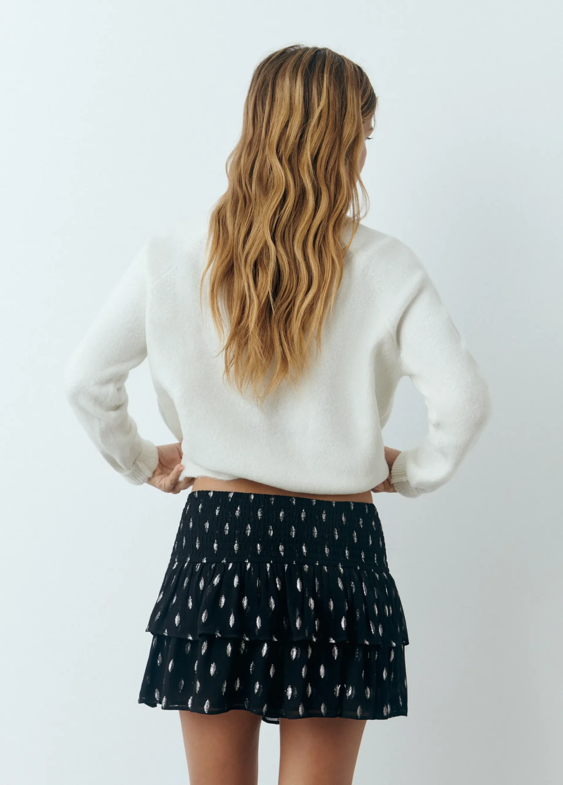 Brownie Faldas|Total Look*Falda volantes brillo Negro