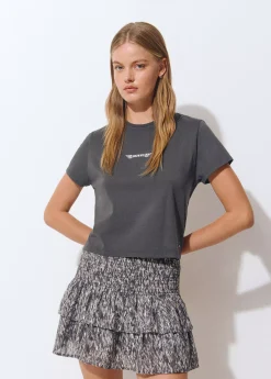 Brownie Faldas|Total Look*Falda volantes brillo estampada Gris