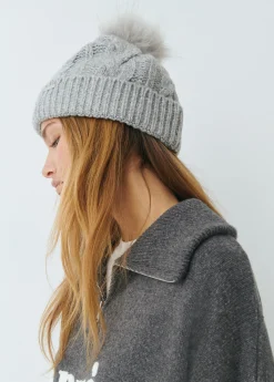 Brownie Gorras Y Gorros*Gorro trenza bola pelo Gris
