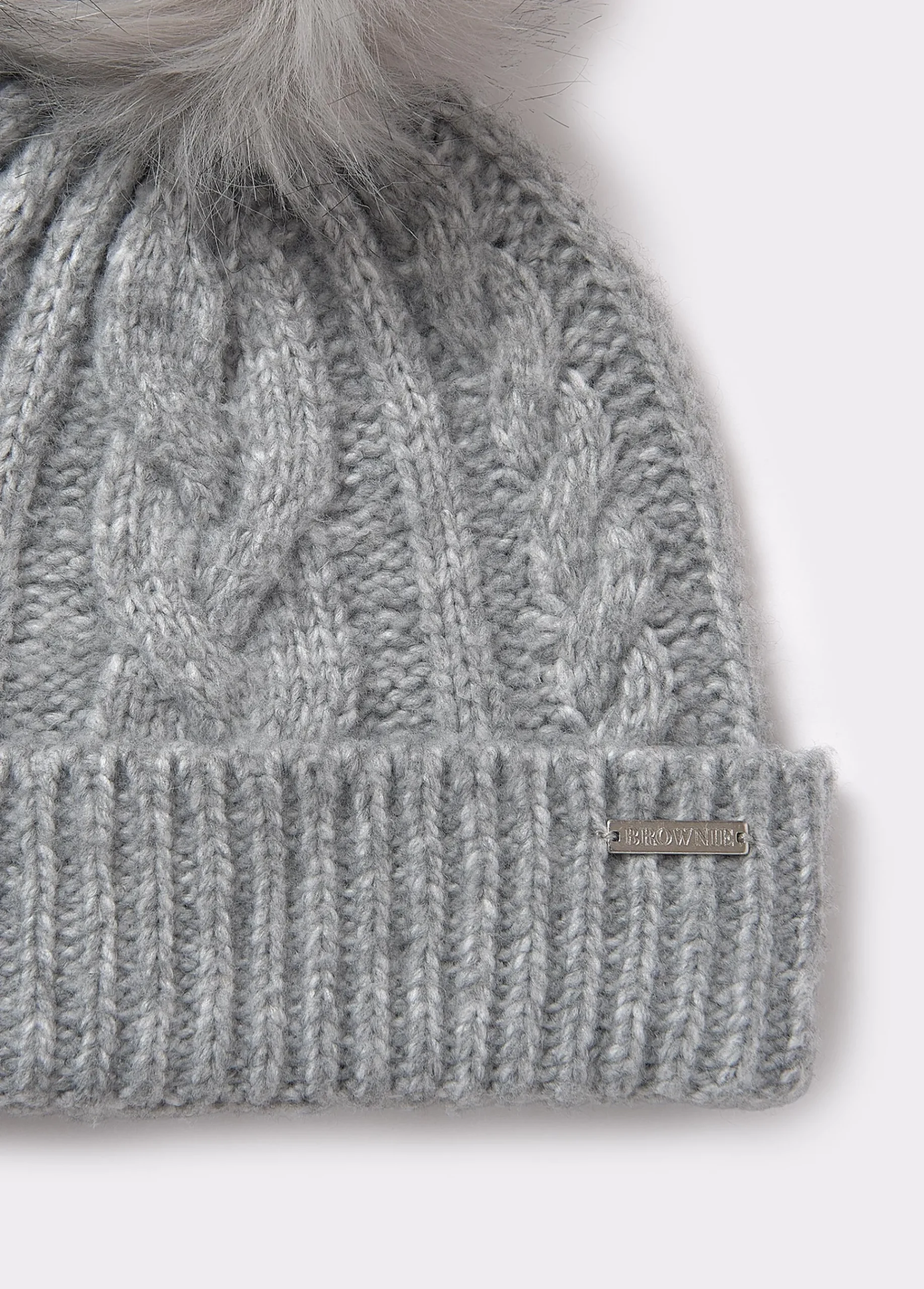 Brownie Gorras Y Gorros*Gorro trenza bola pelo Gris