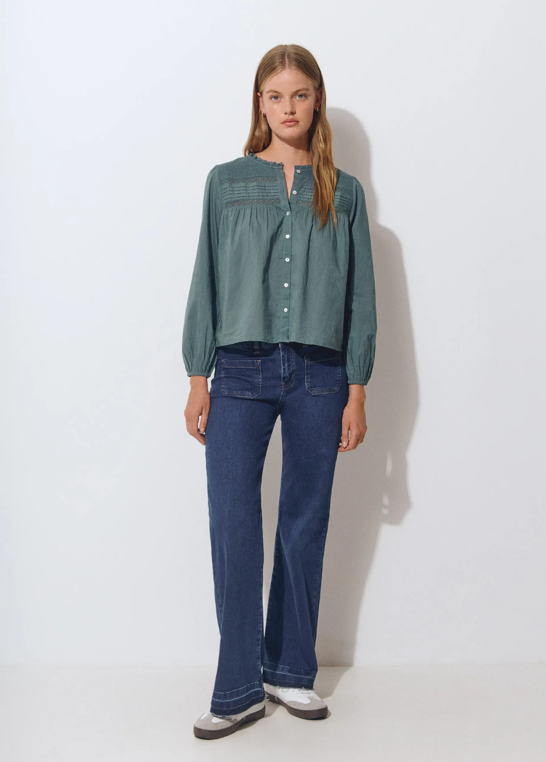 Brownie Jeans*Jeans culotte bajo desdoblado Azuloscuro