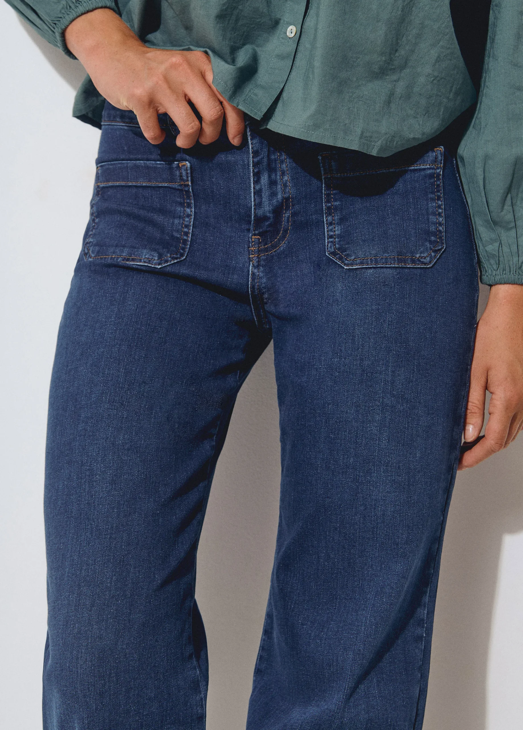 Brownie Jeans*Jeans culotte bajo desdoblado Azuloscuro