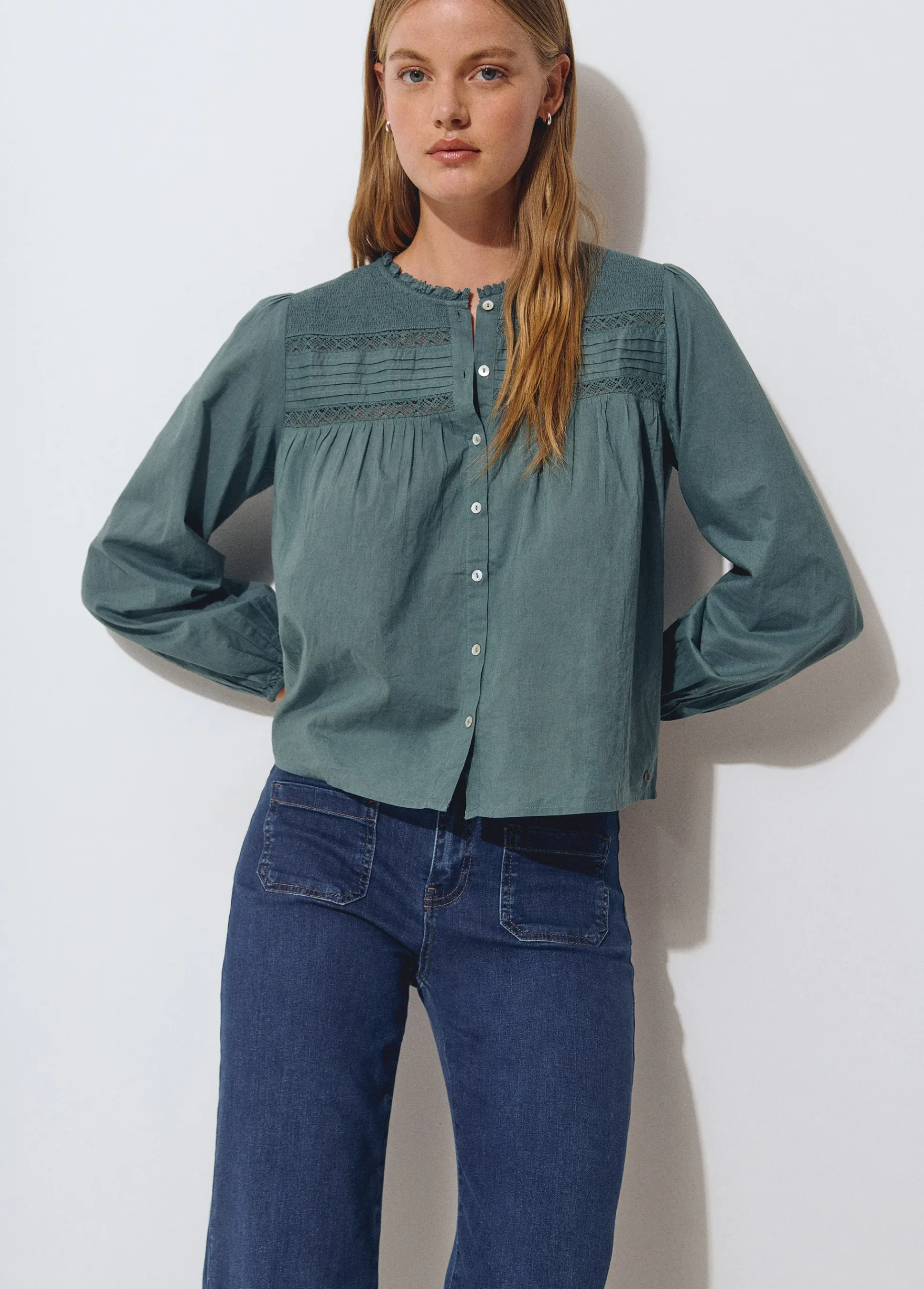 Brownie Jeans*Jeans culotte bajo desdoblado Azuloscuro