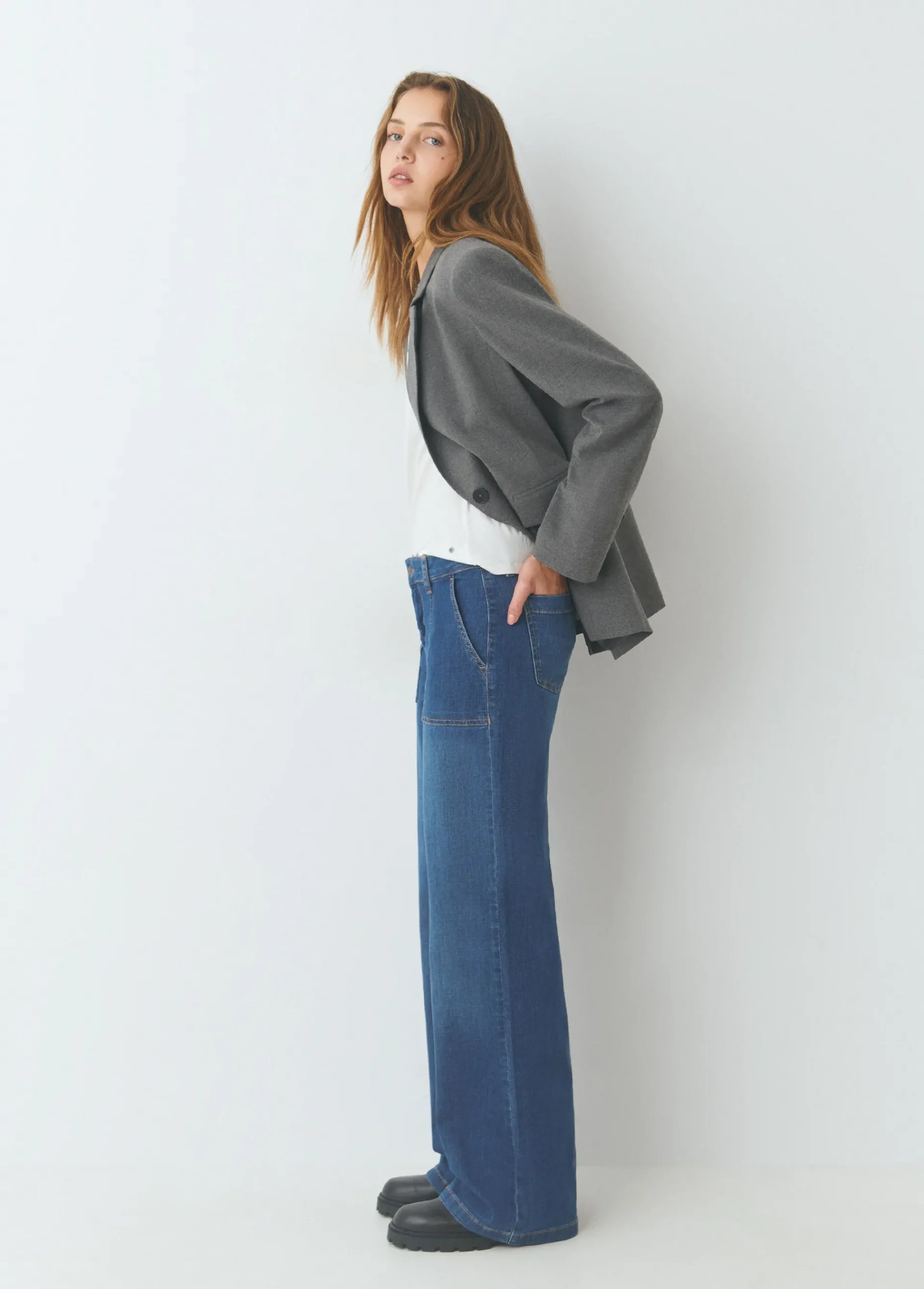 Brownie Jeans*Jeans culotte bolsillo frontal Azulmedio