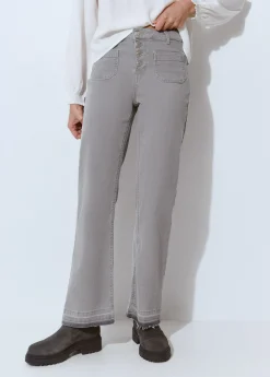 Brownie Jeans*Jeans culotte botones frontales Gris