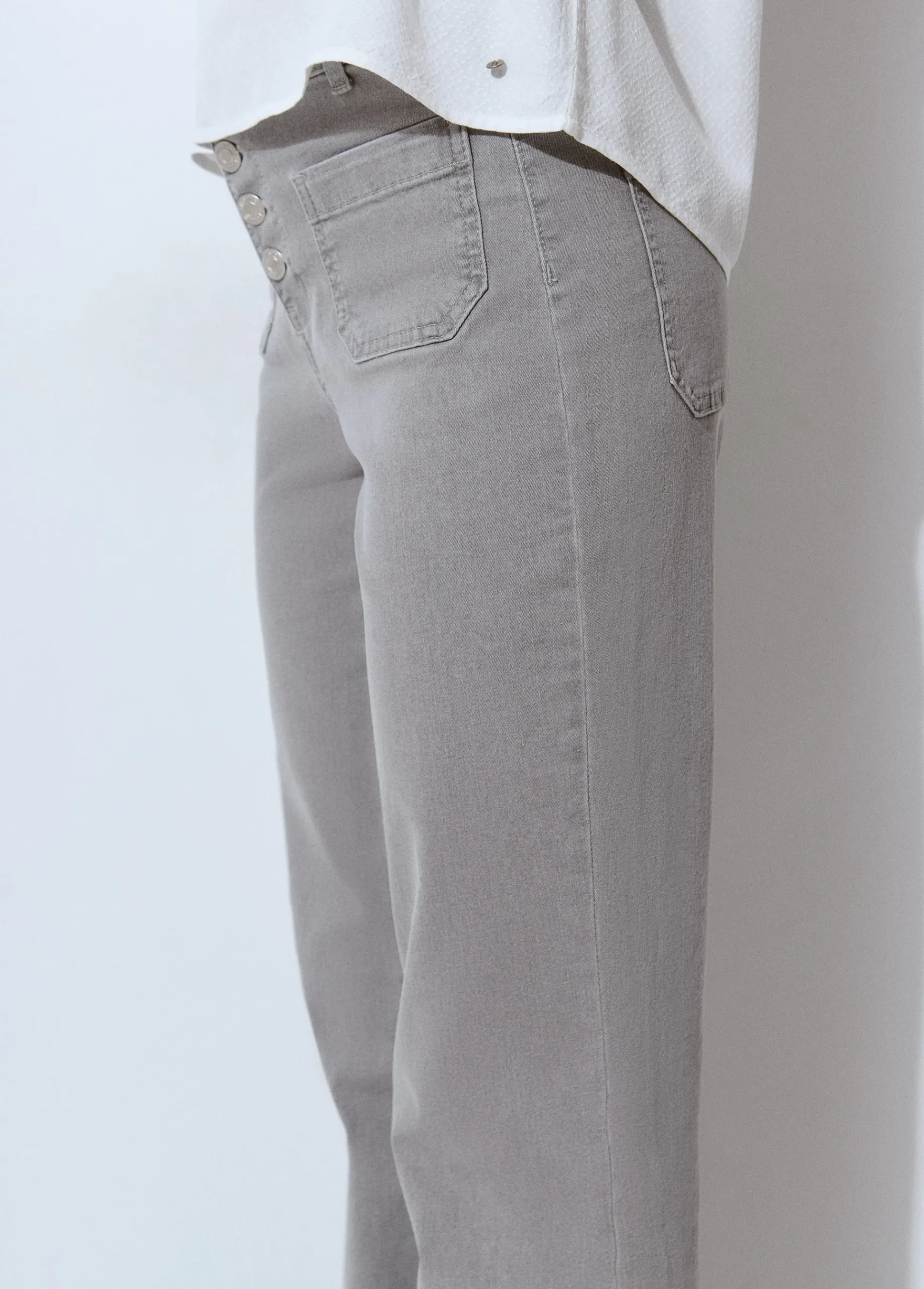 Brownie Jeans*Jeans culotte botones frontales Gris