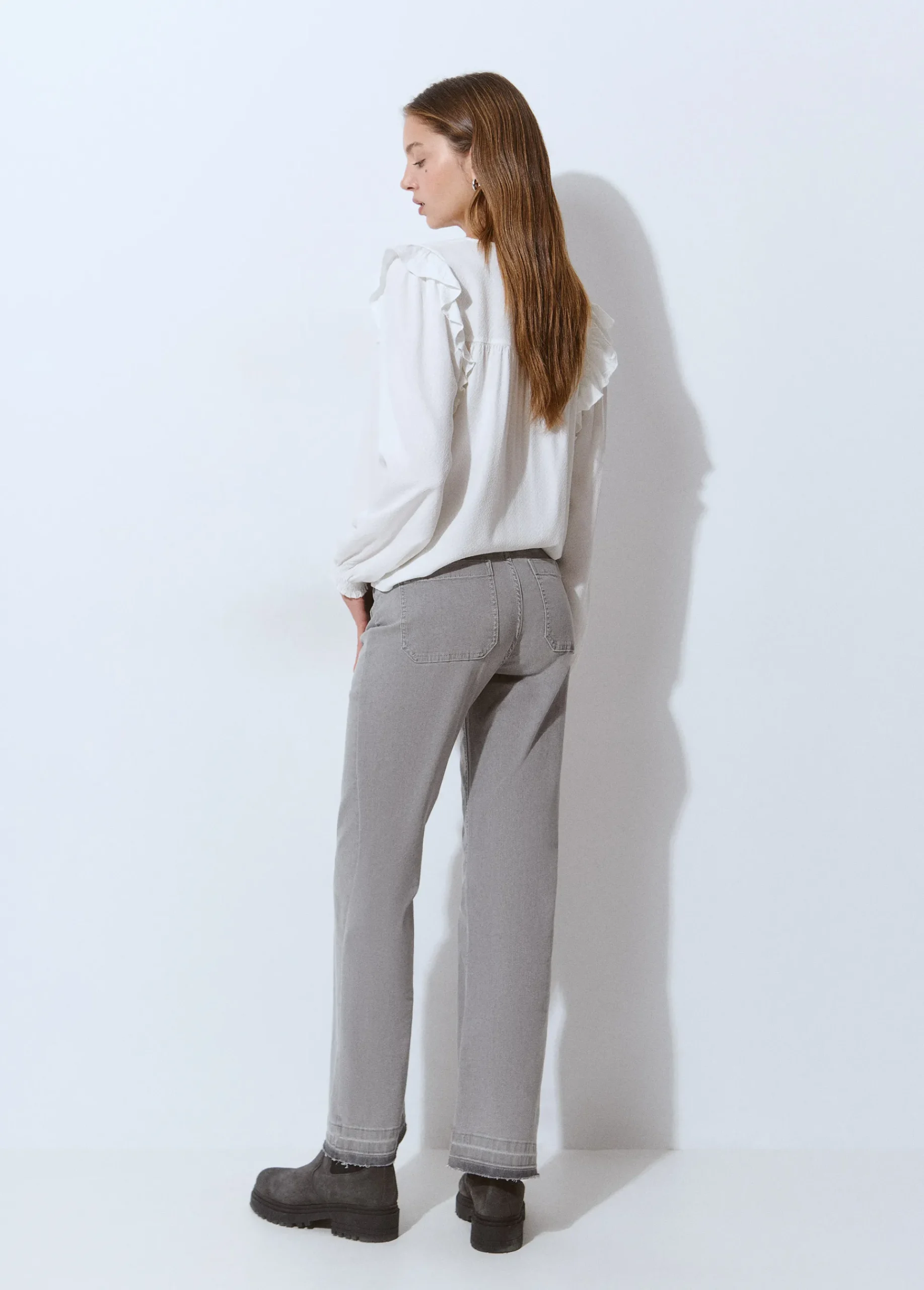 Brownie Jeans*Jeans culotte botones frontales Gris