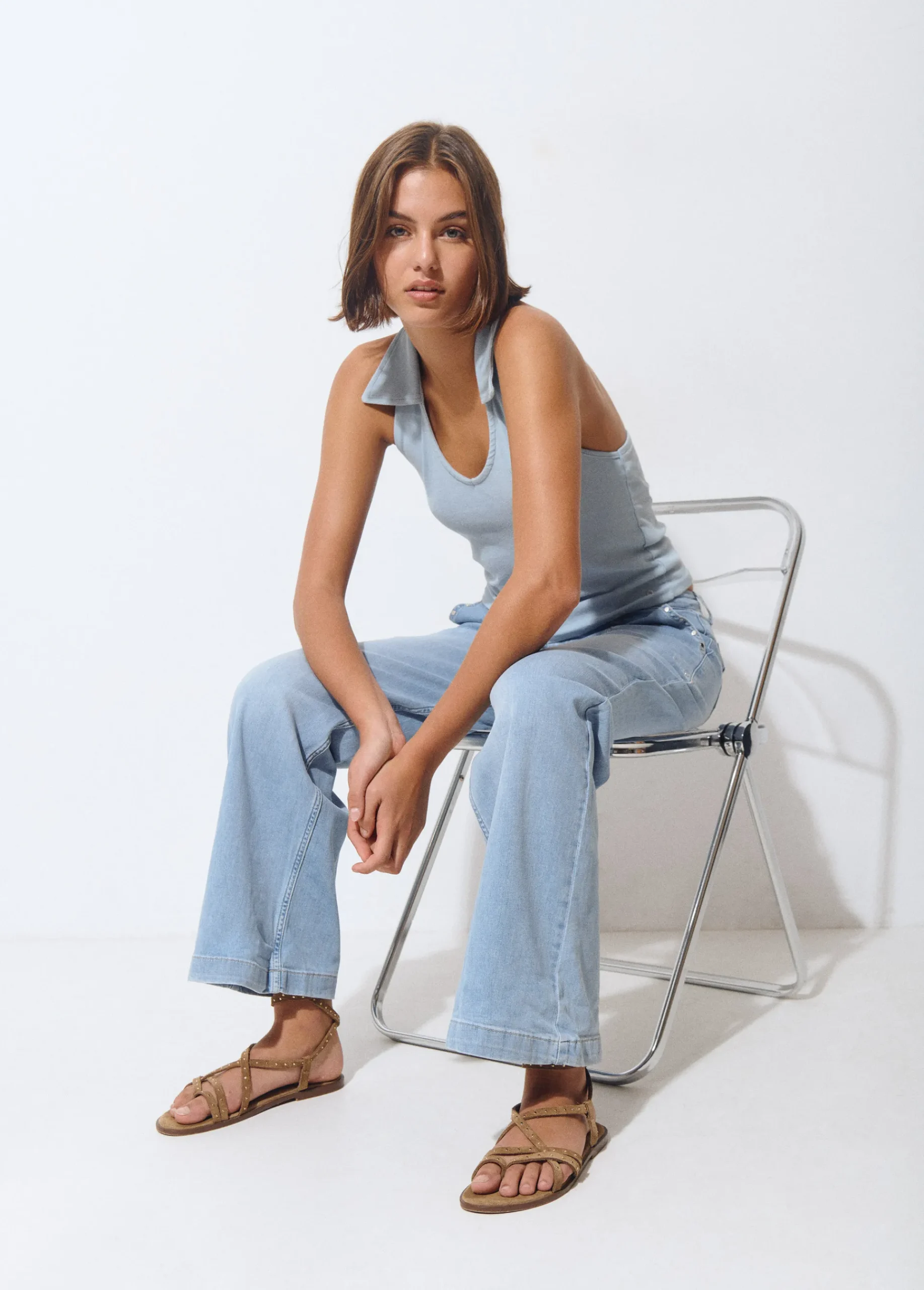 Brownie Jeans*Jeans culotte tachas Azulclaro