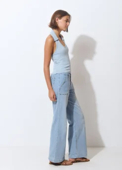 Brownie Jeans*Jeans culotte tachas Azulclaro