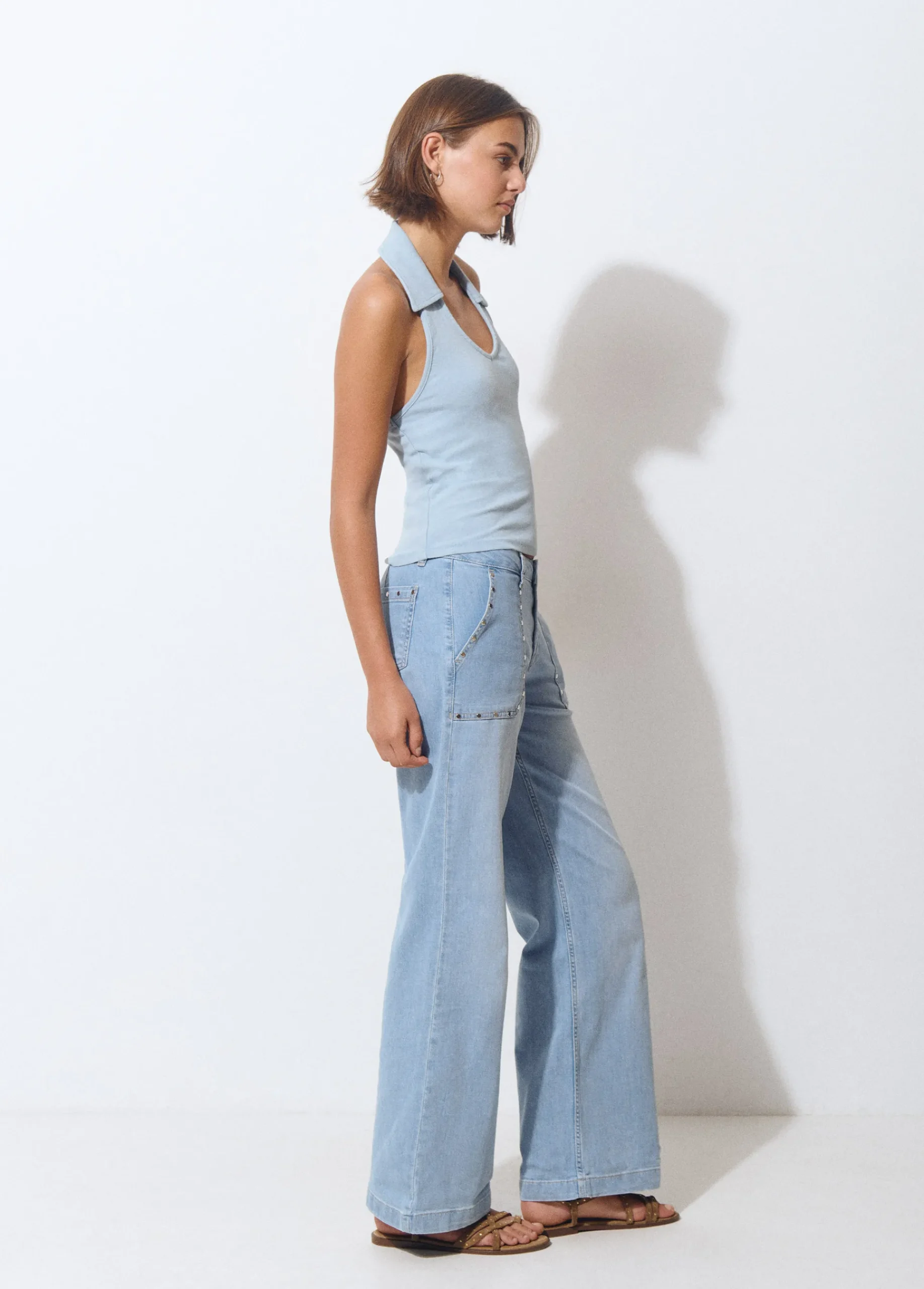 Brownie Jeans*Jeans culotte tachas Azulclaro