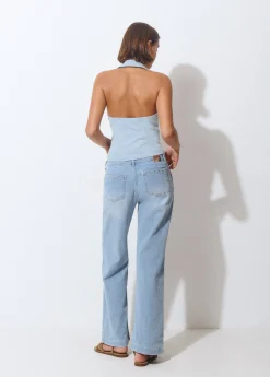 Brownie Jeans*Jeans culotte tachas Azulclaro