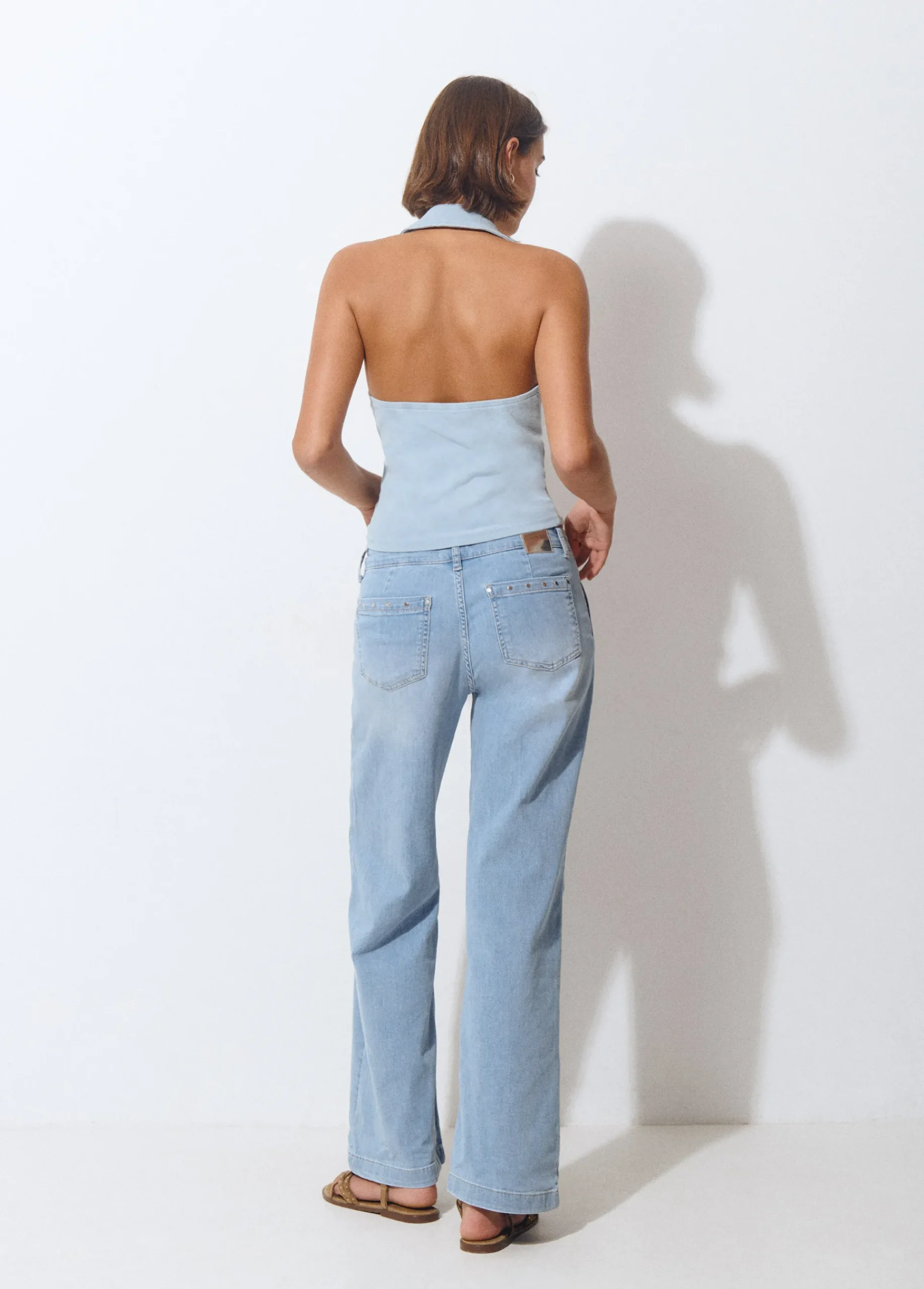 Brownie Jeans*Jeans culotte tachas Azulclaro