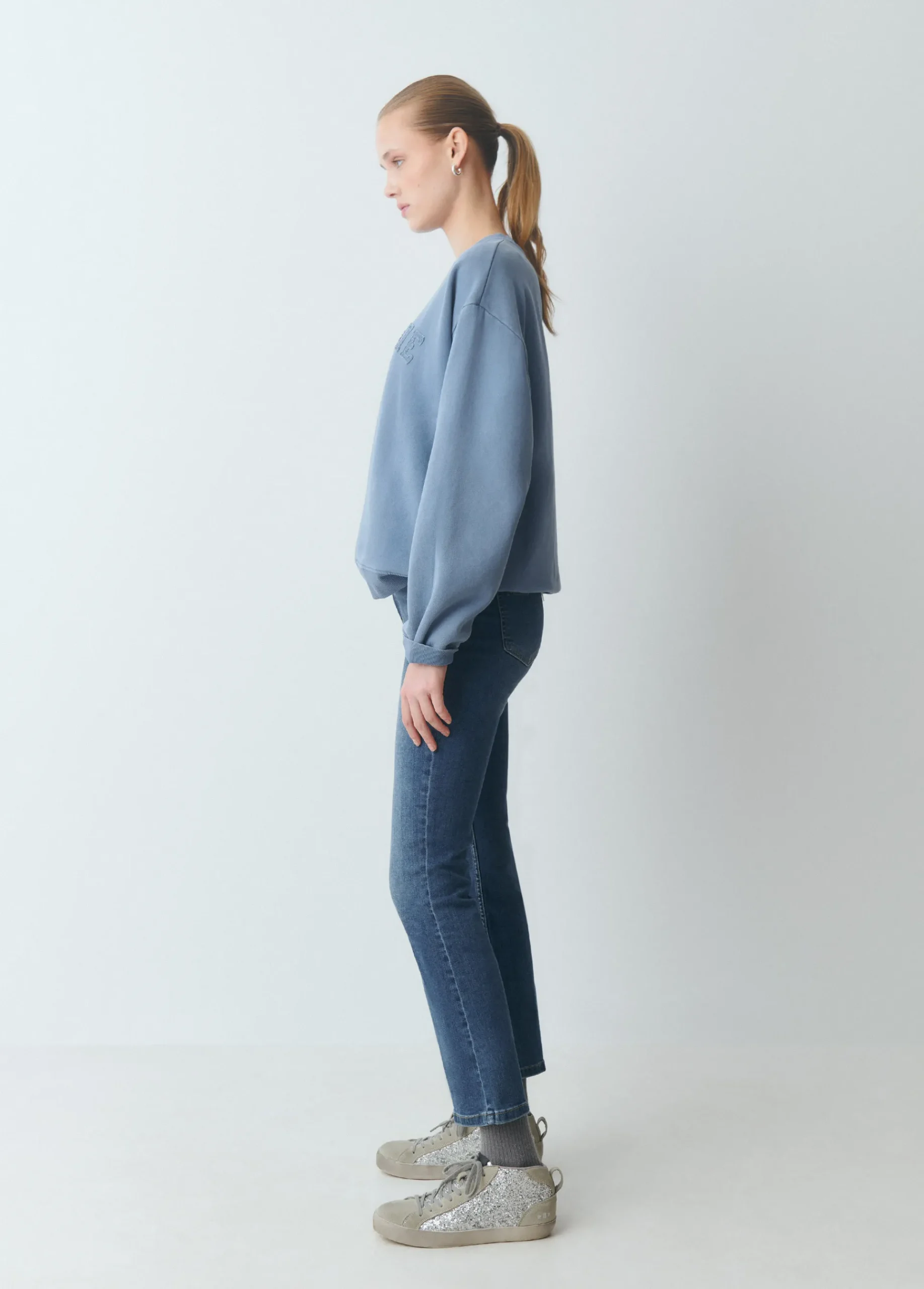 Brownie Jeans*Jeans flare cropped Azulmedio
