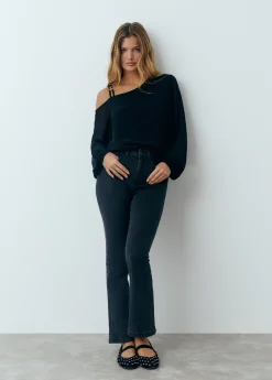 Brownie Jeans*Jeans flare cropped brillantes Negro