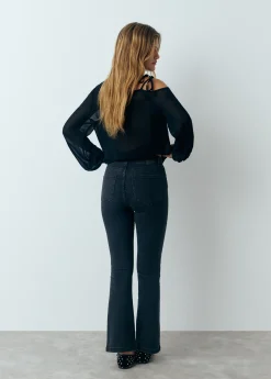 Brownie Jeans*Jeans flare cropped brillantes Negro
