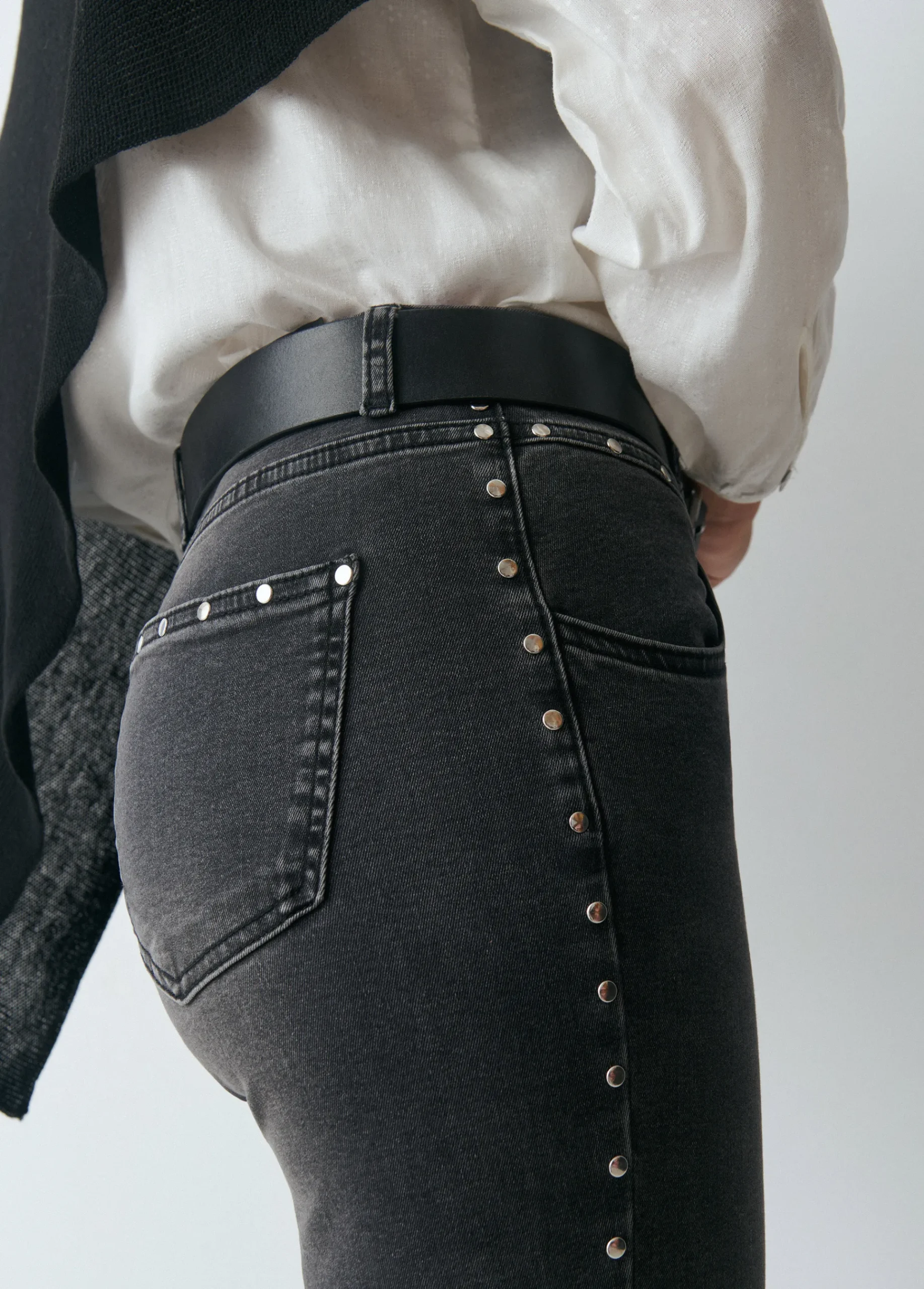 Brownie Jeans*Jeans flare cropped tachas Negro