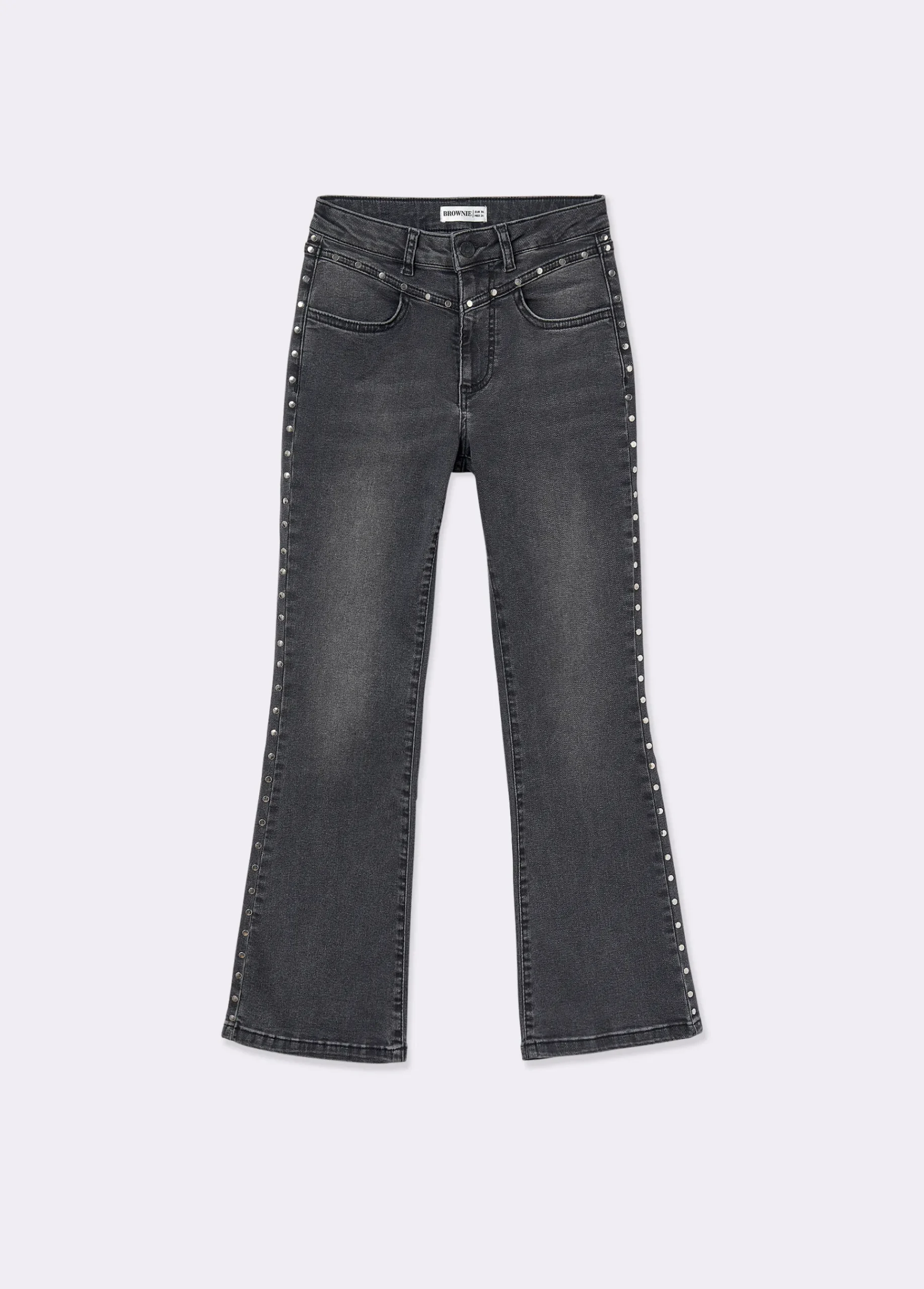 Brownie Jeans*Jeans flare cropped tachas Negro