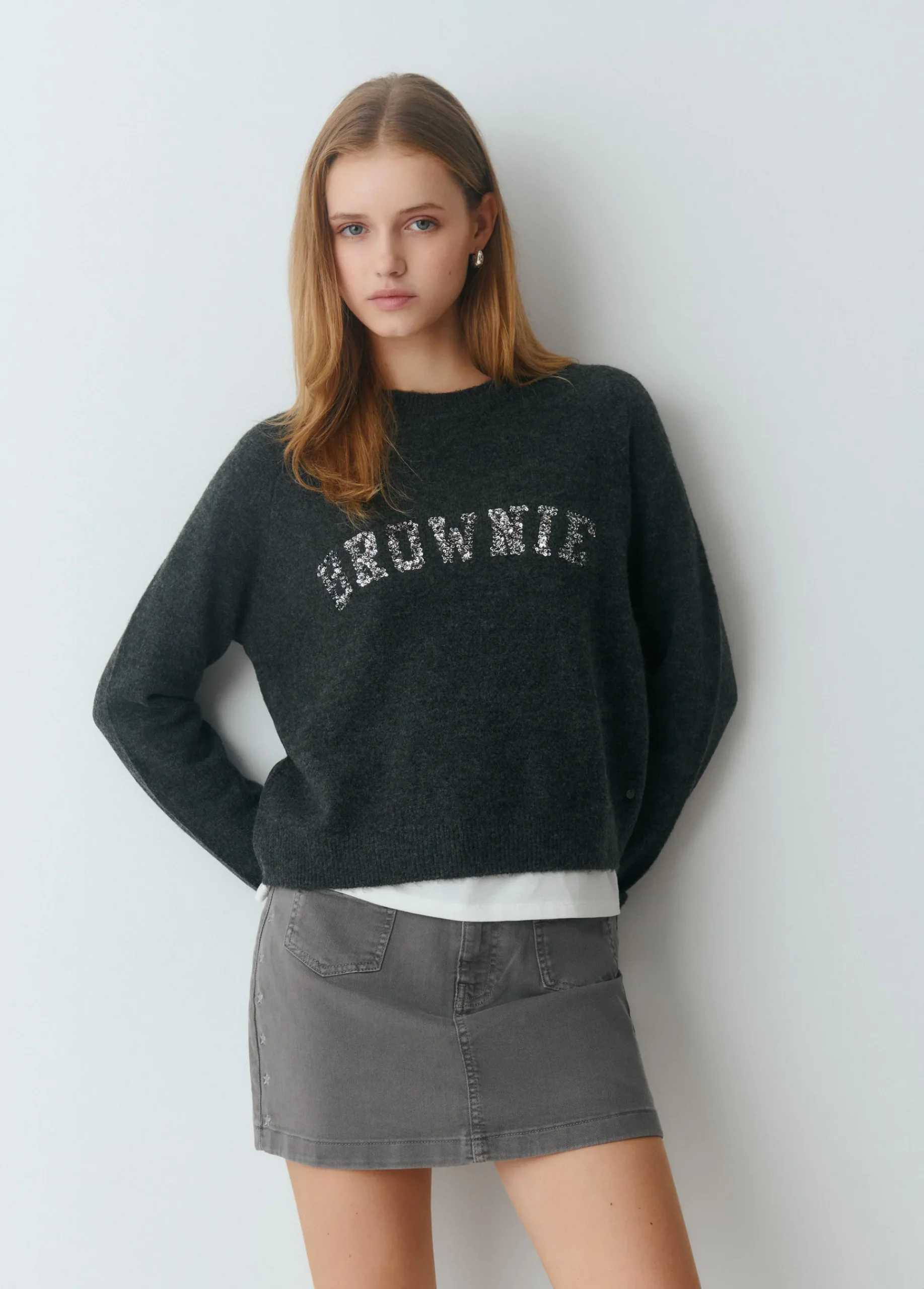 Brownie Jerséis|Punto*Jersey lentejuelas Gris