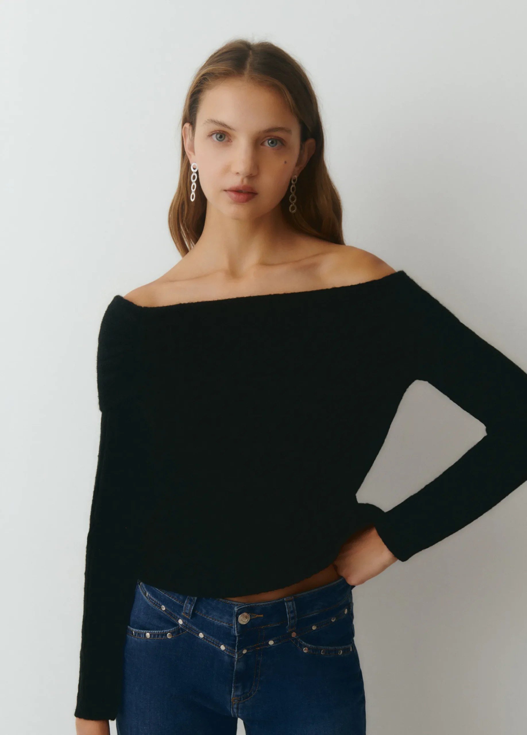 Brownie Jerséis|Punto*Jersey cuello bardot Negro