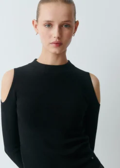 Brownie Jerséis|Punto*Jersey cut out hombros Negro