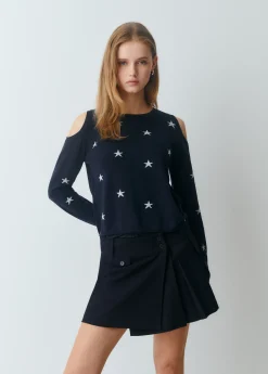 Brownie Jerséis|Punto*Jersey hombros descubiertos estrellas Marino