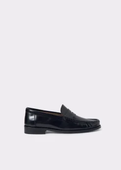 Brownie Zapatos*Mocasín piel college antic Negro