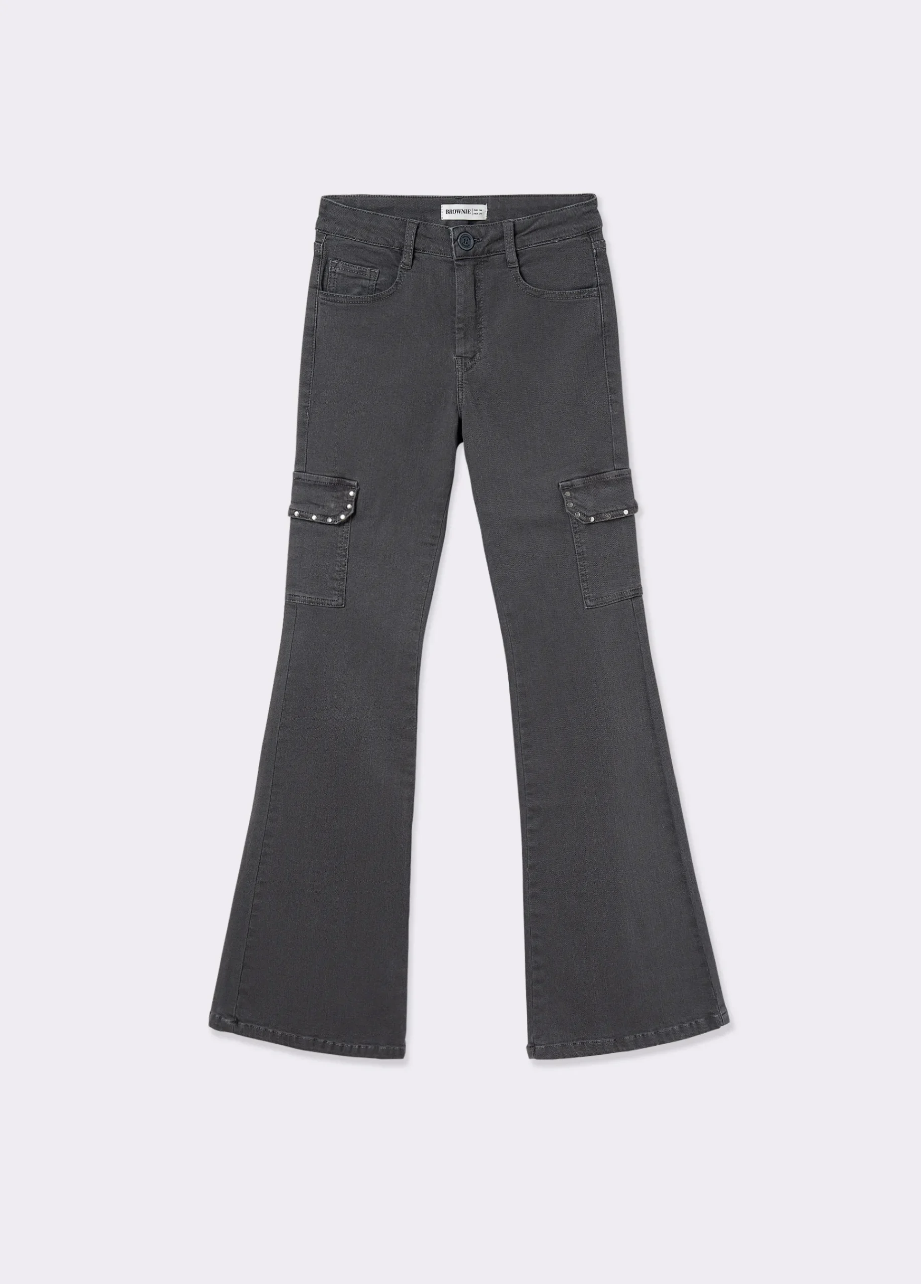 Brownie Pantalones*Pantalón campana cargo tachas Antracita