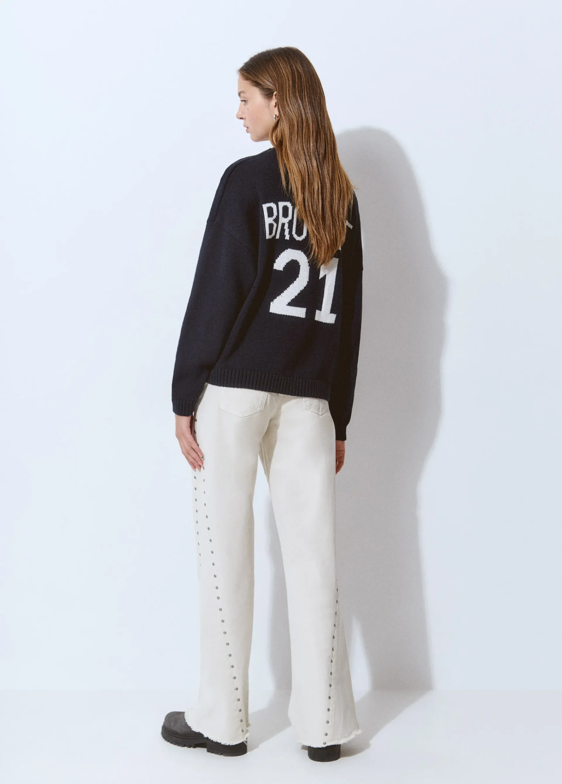 Brownie Pantalones*Pantalón corte lateral tachas Crudo