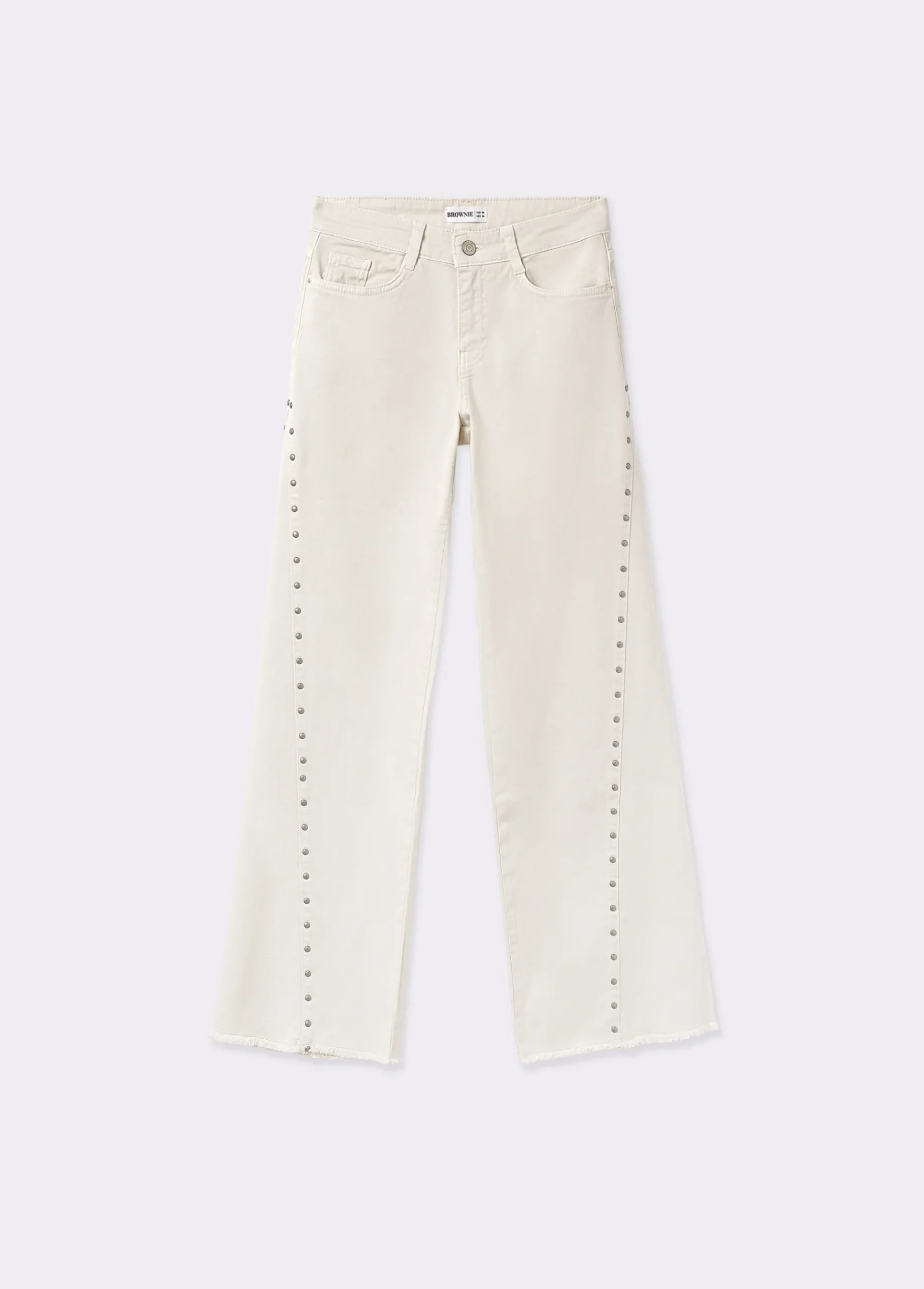 Brownie Pantalones*Pantalón corte lateral tachas Crudo