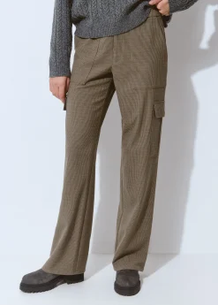 Brownie Pantalones|Total Look*Pantalón cuadritos cargo con cinturón Marron