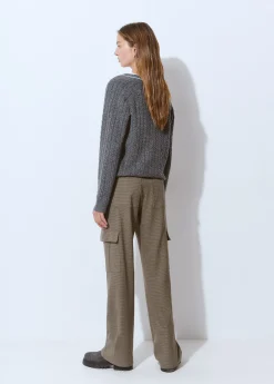 Brownie Pantalones|Total Look*Pantalón cuadritos cargo con cinturón Marron