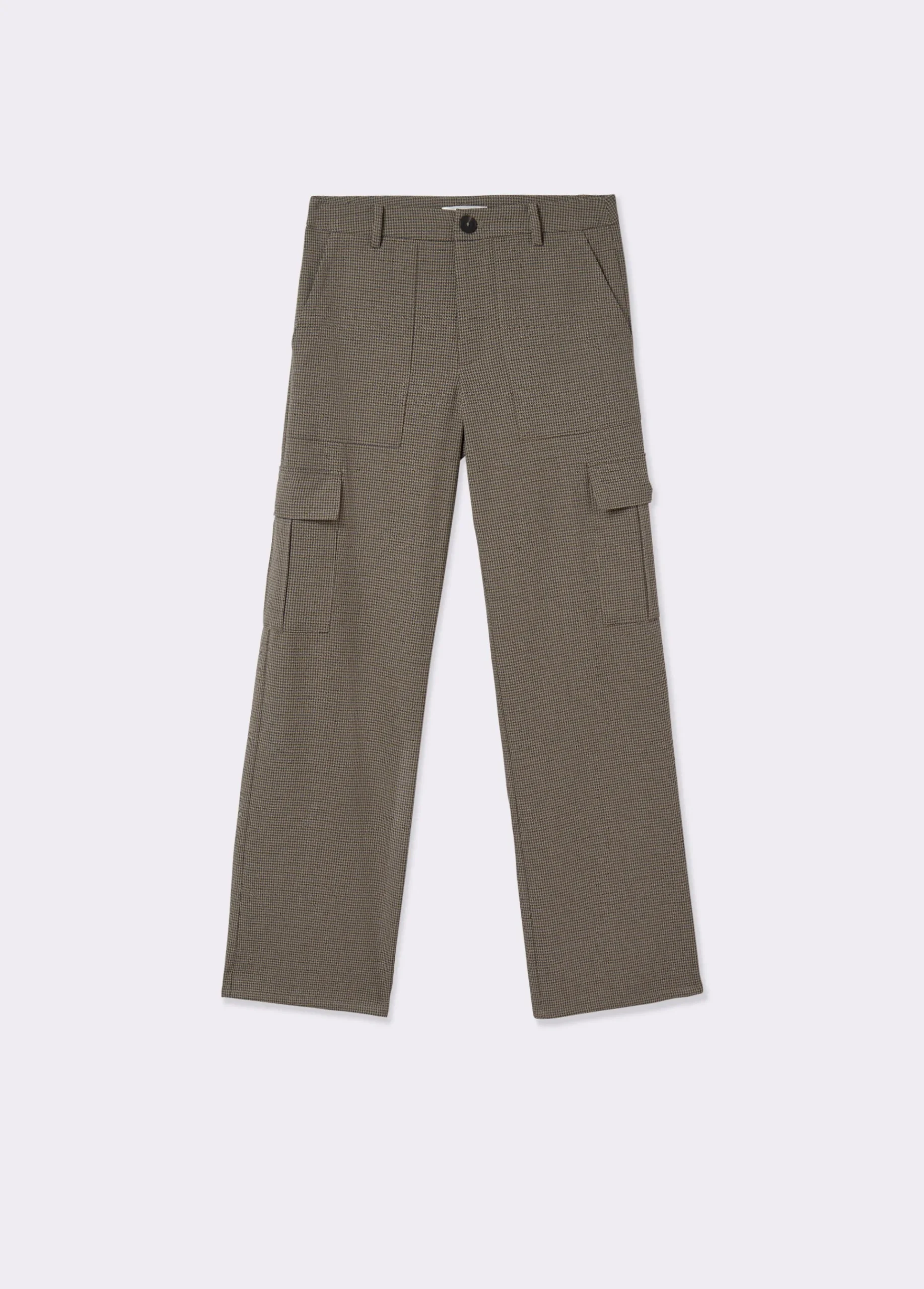 Brownie Pantalones|Total Look*Pantalón cuadritos cargo con cinturón Marron