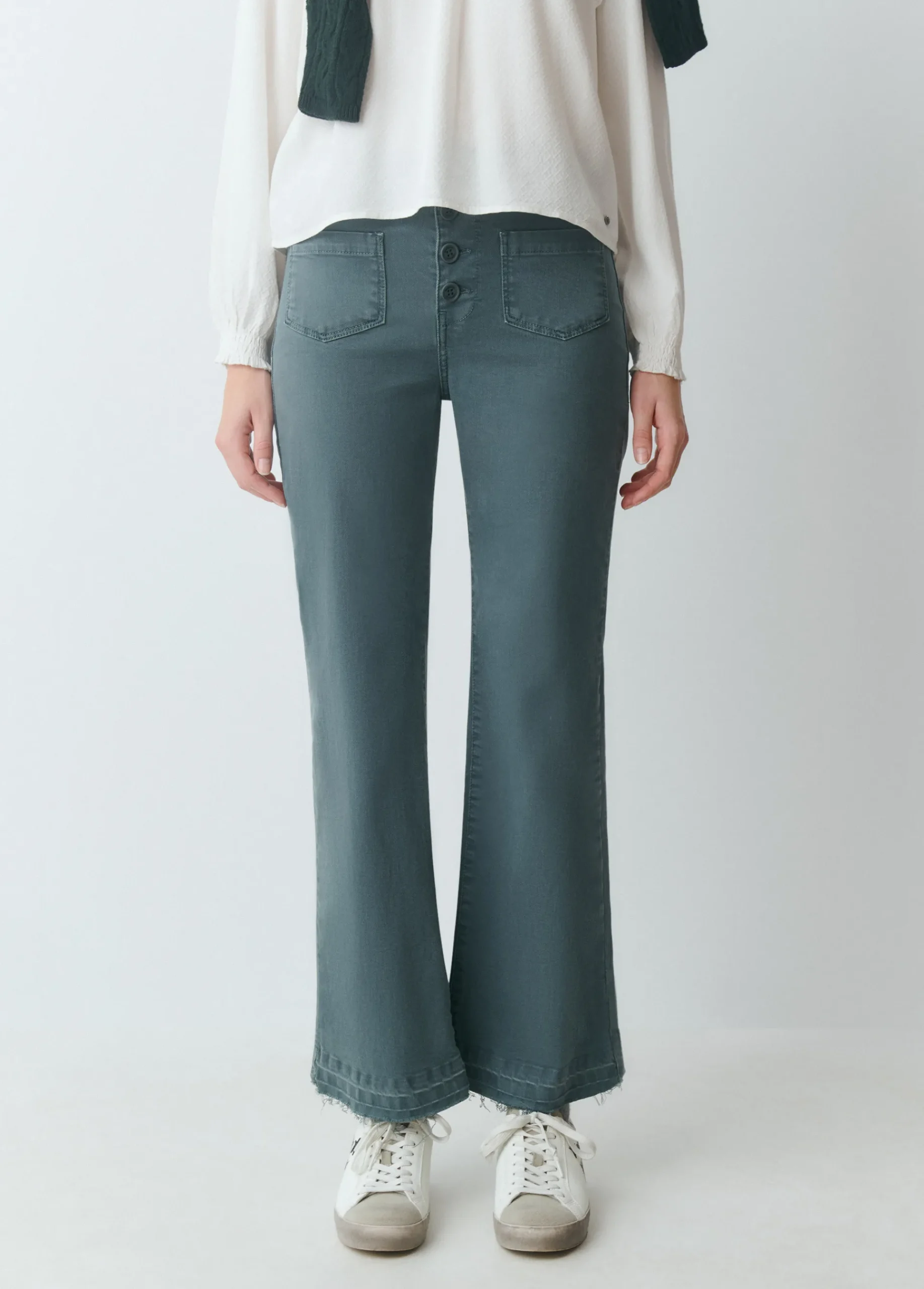 Brownie Pantalones*Pantalón culotte botones frontales Verdeesmeralda
