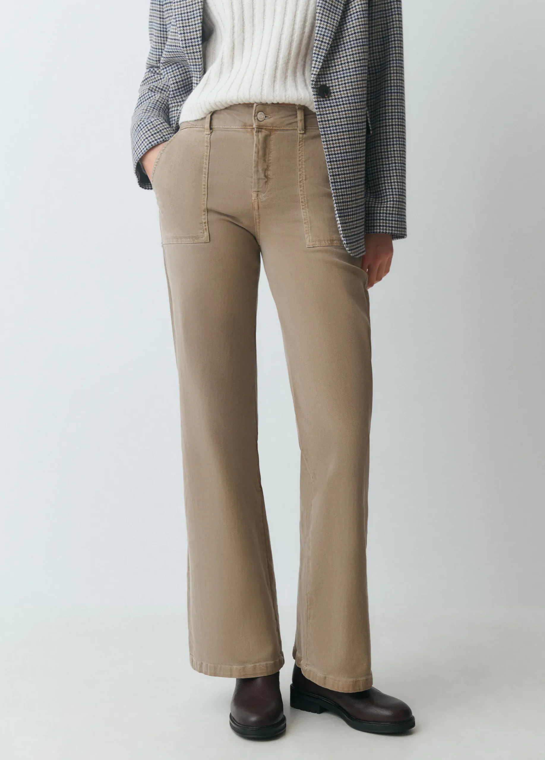 Brownie Pantalones*Pantalón culotte con bolsillos frontales Topo