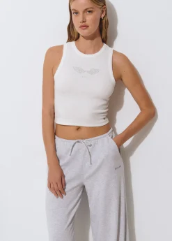 Brownie Pantalones*Pantalón felpa bordado Gris