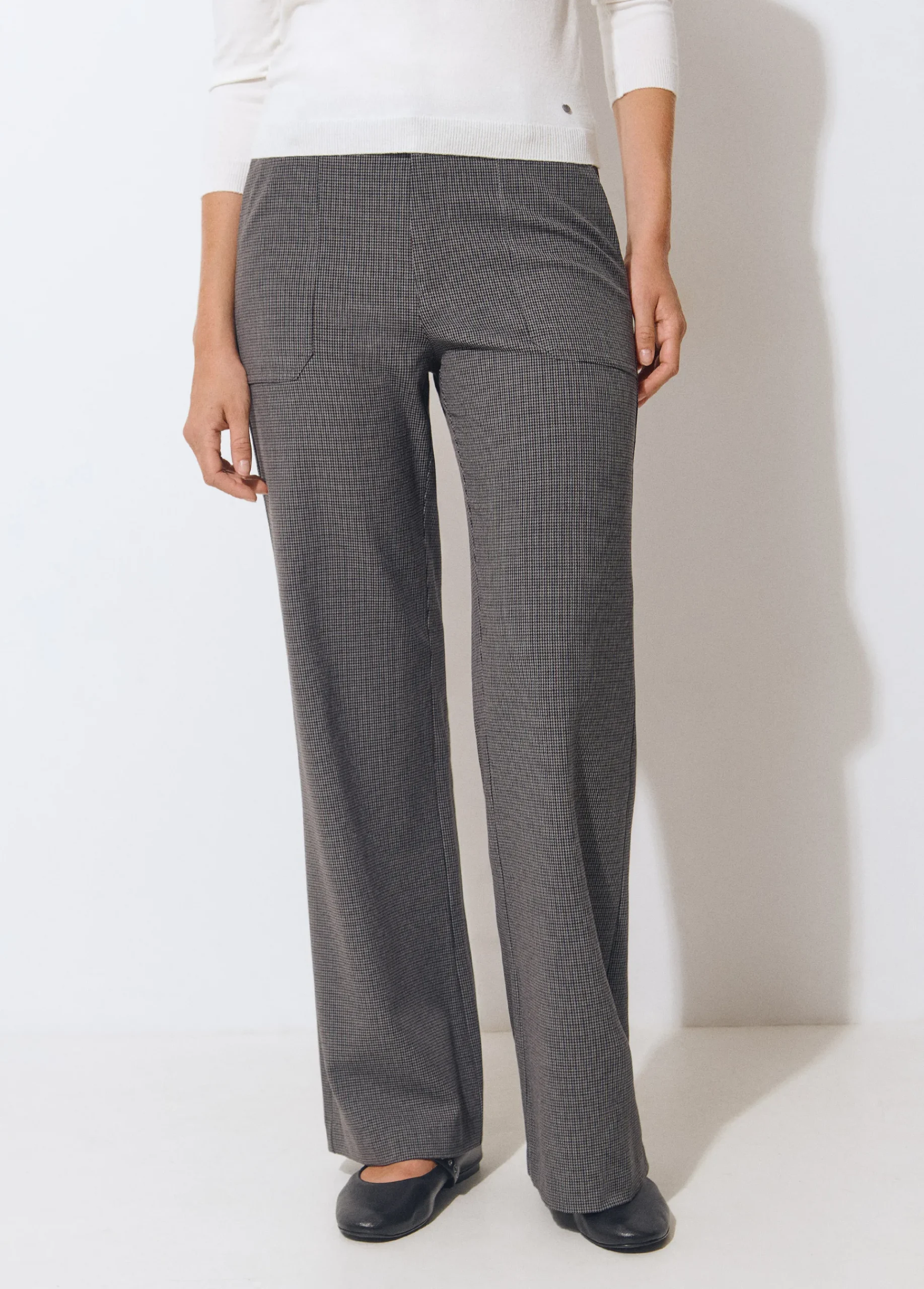 Brownie Pantalones*Pantalón flare cuadrito Gris