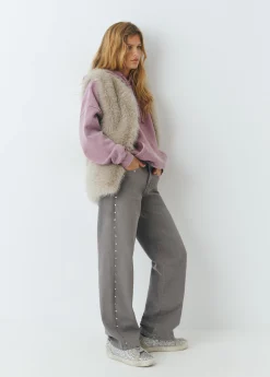 Brownie Pantalones|Jeans*Pantalón tachas laterales Gris