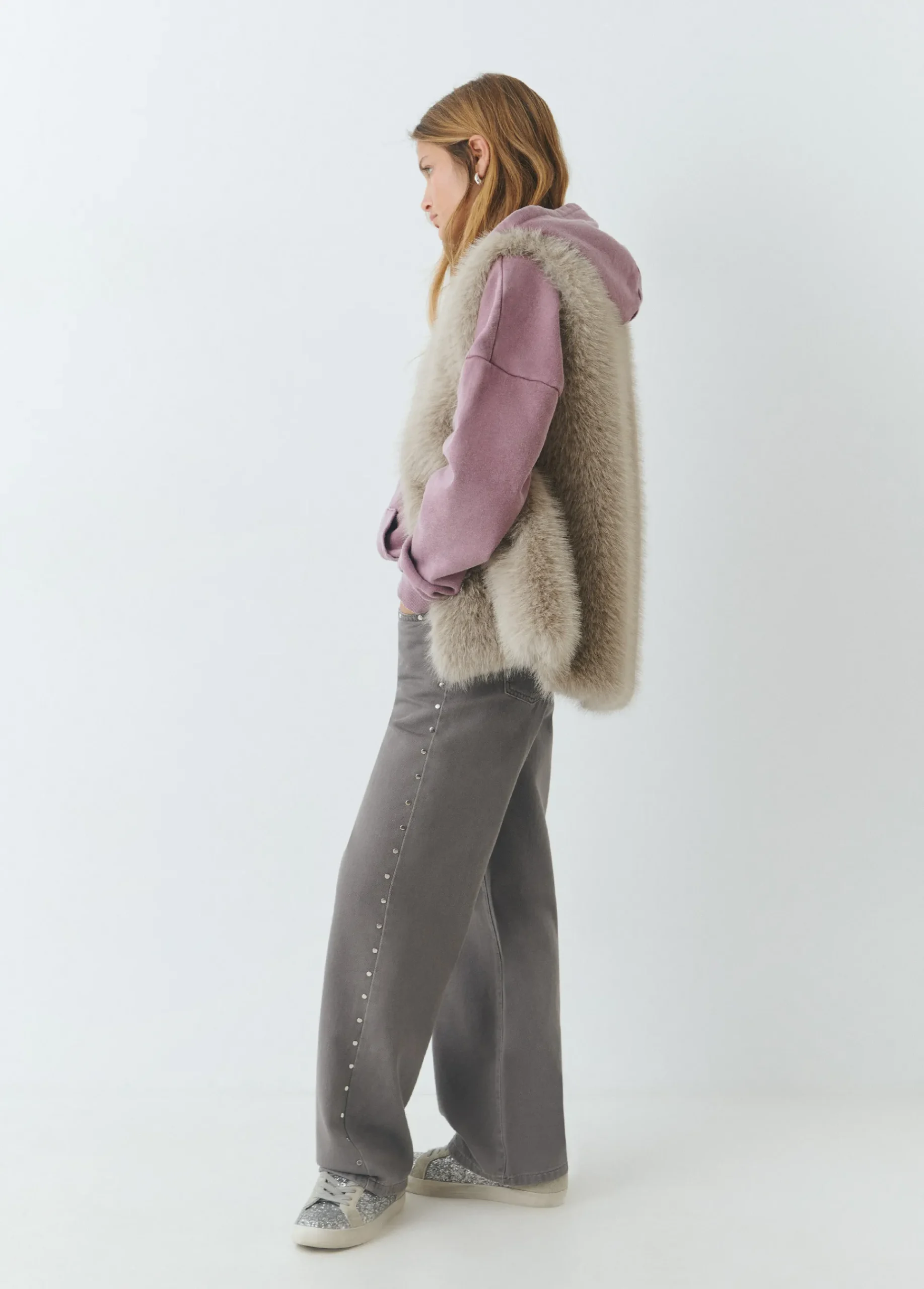 Brownie Pantalones|Jeans*Pantalón tachas laterales Gris