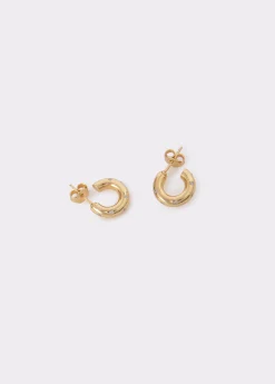 Brownie Bisutería*Pendientes aro circonita Dorado