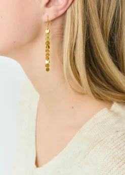 Brownie Bisutería*Pendientes largos chapas grabadas Dorado