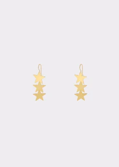 Brownie Bisutería*Pendientes largos estrellas Dorado